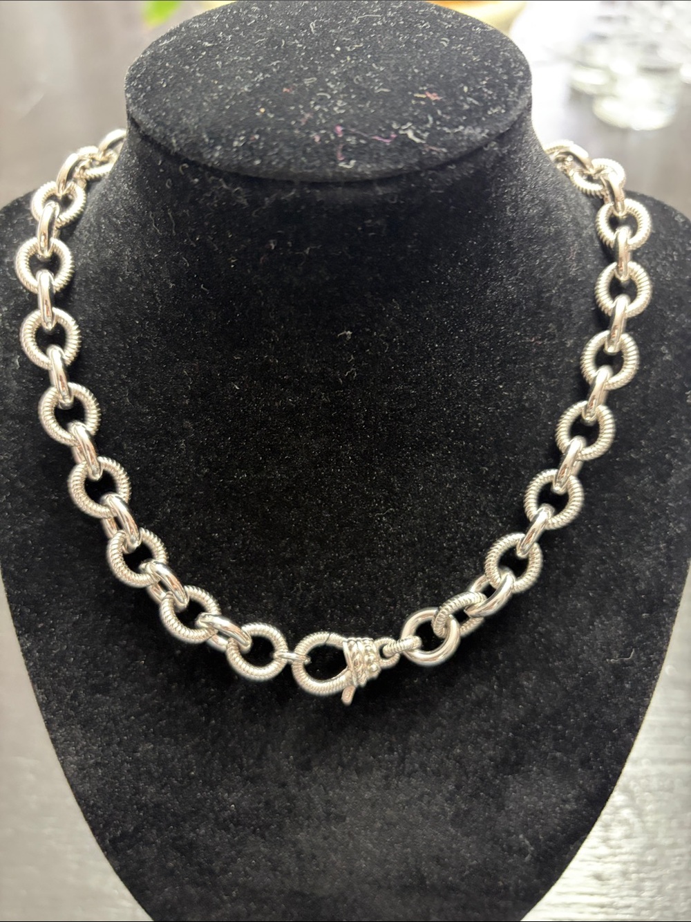 Judith Ripka Sterling Silver Textured Link Necklace